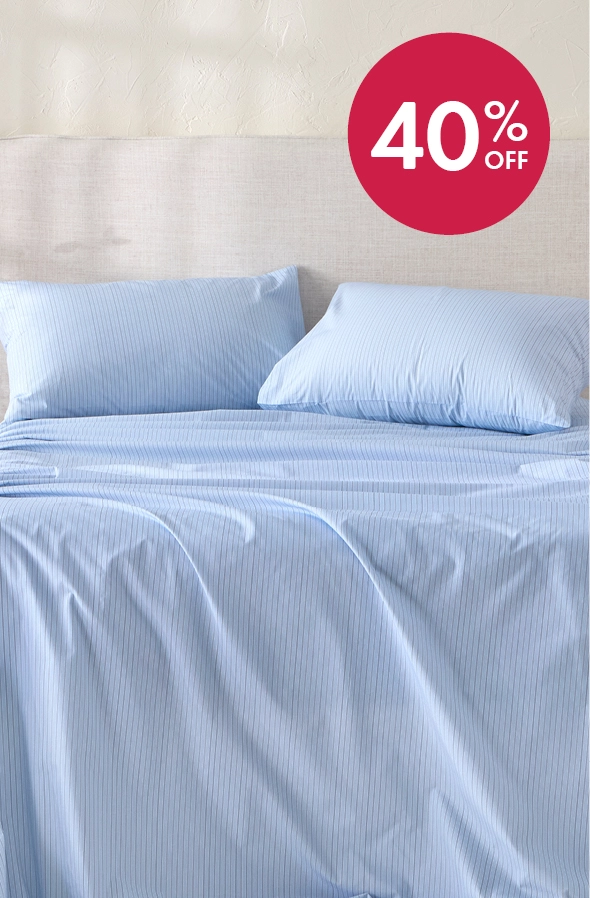 Light blue striped sheet set 40% off