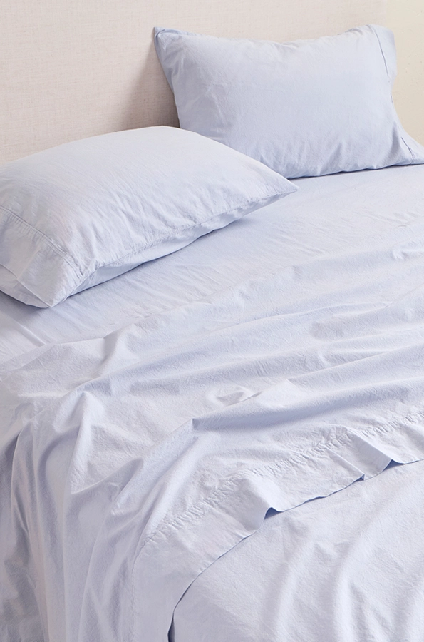 Stonewash cotton blue dawn sheet set