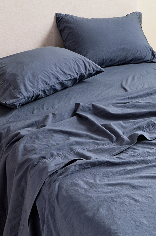 Stonewash cotton blue haze sheet set