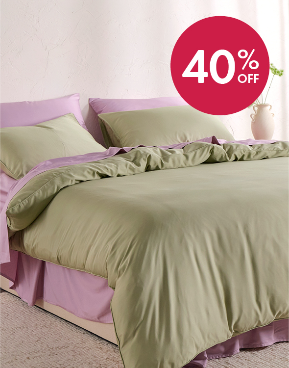 40% off bamboo cotton soft fern quilt cover set with dusty violet sheet set